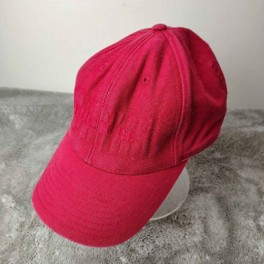 Vintage STRUCTURE Hat Strapback Adjustable Red Spellout Embroidered Cotton 90s